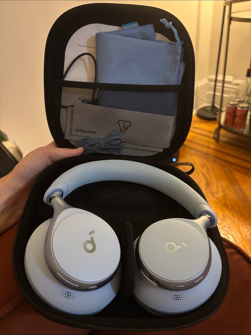 Anker Over-Ear Wireless Headphones in Light Blue and Silver